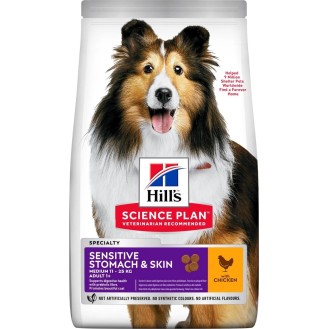Hill's Science Plan Sensitive Stomach & Skin Medium 14kg Dry Food for Adult Medium Breed Dogs with Chicken Hill's Science Plan Sensitive Stomach & Skin Medium 14kg Dry Food for Adult Medium Breed Dogs with Chicken