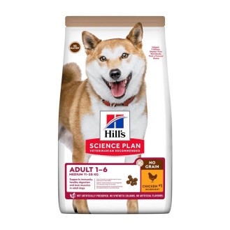 Hill's Science Plan No Grain Adult Medium 12kg Dry Food for Medium Breed Adult Dogs Grain & Gluten Free with Chicken Hill's Science Plan No Grain Adult Medium 12kg Dry Food for Medium Breed Adult Dogs Grain & Gluten Free with Chicken